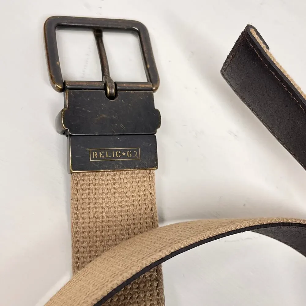 Relic G7 Canvas Leather Reversible Belt Unisex Size 40